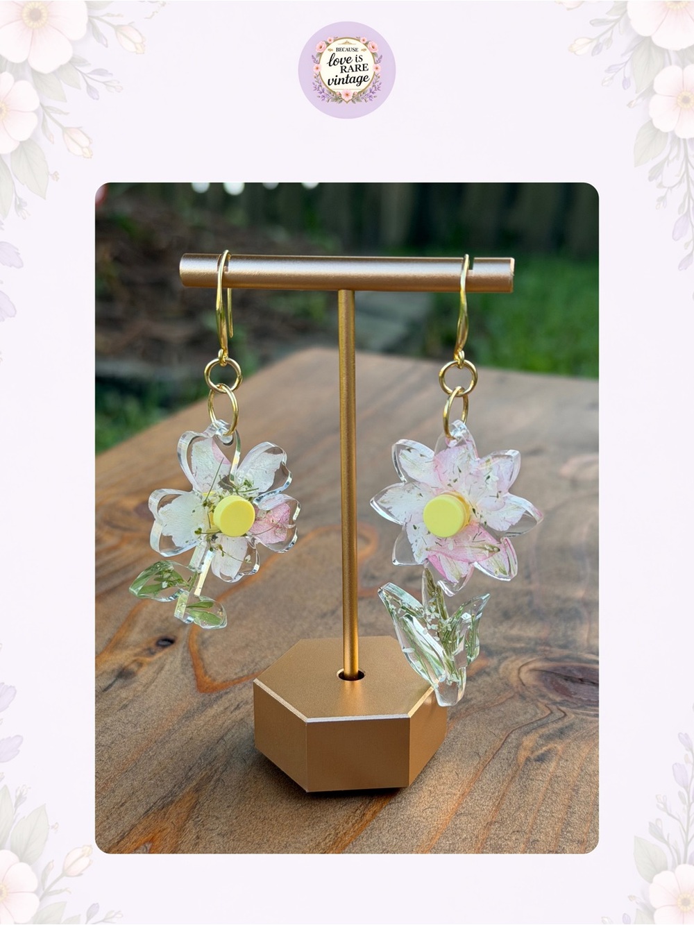 Drop Resin Earrings • Flower Retro Style
